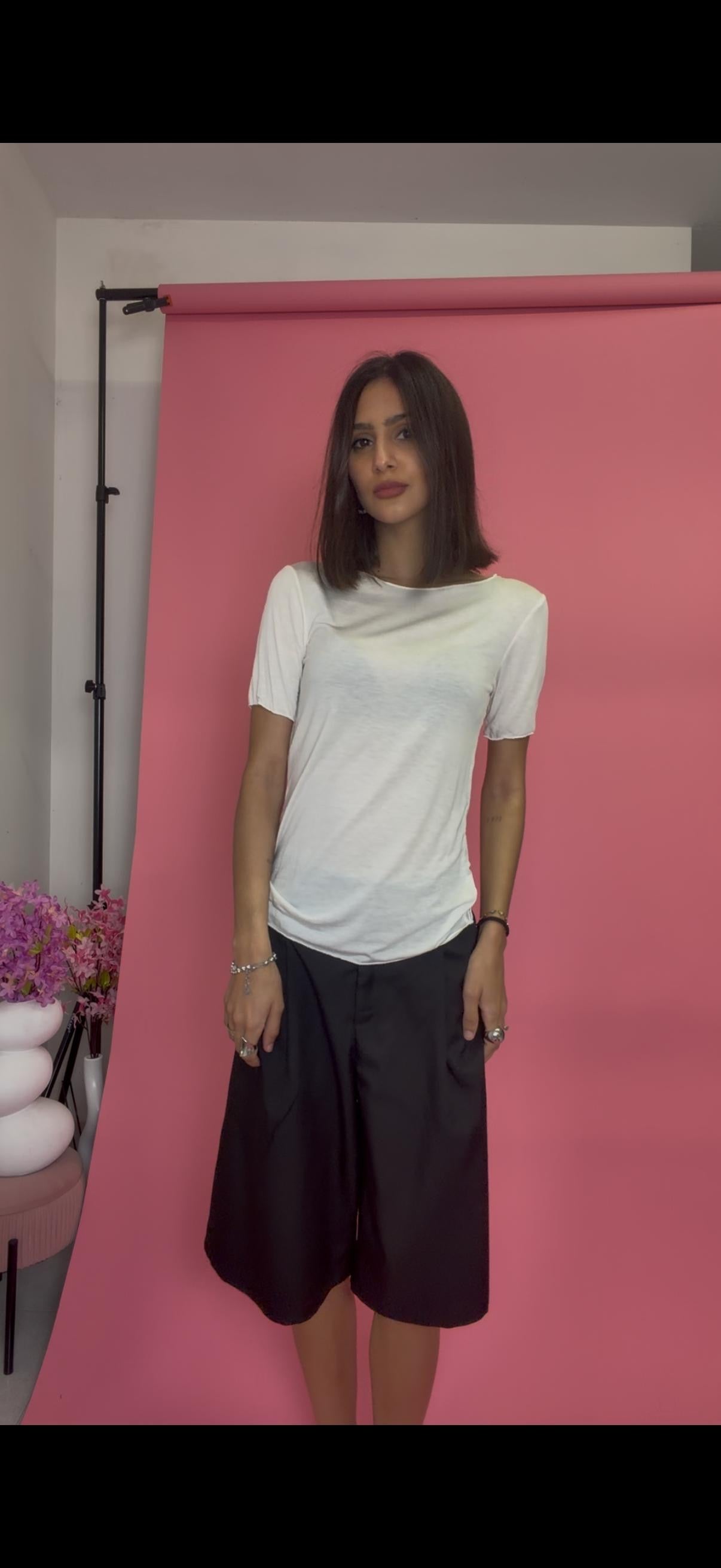 T-SHIRT MISTO SETA MANICA CORTA