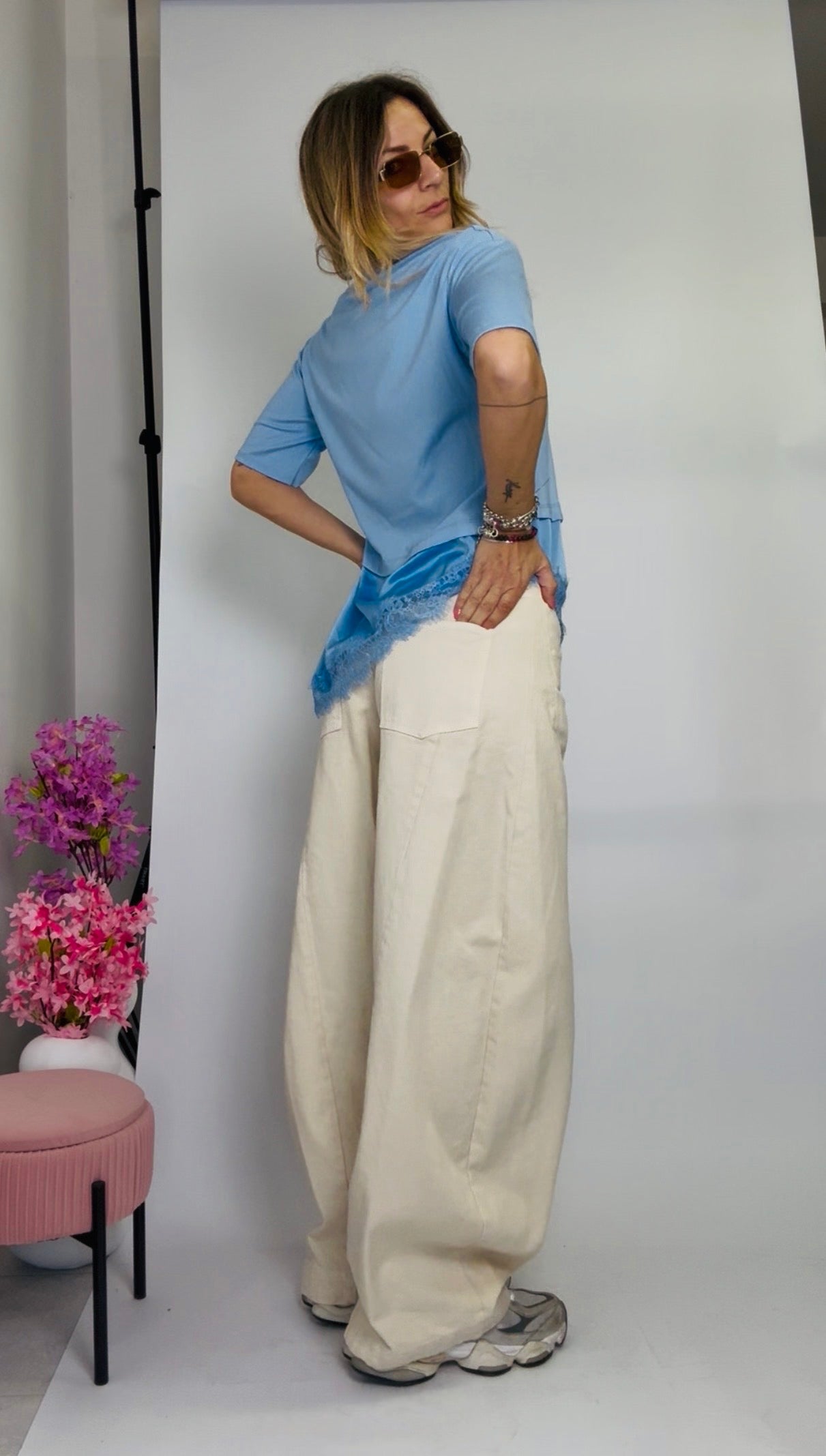 T-SHIRT con inserto in seta