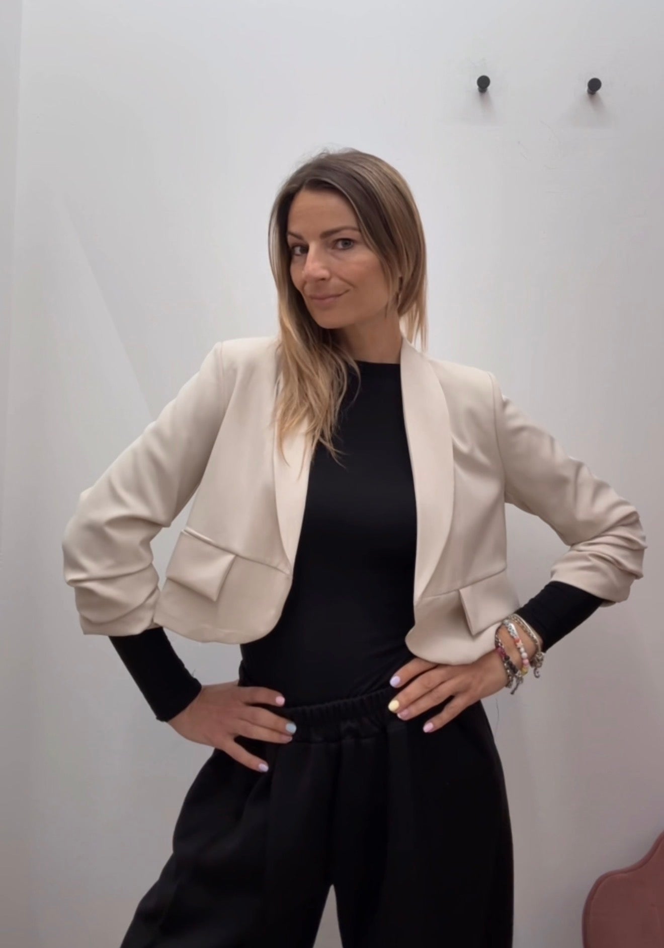 BLAZER CROP manica arricciata