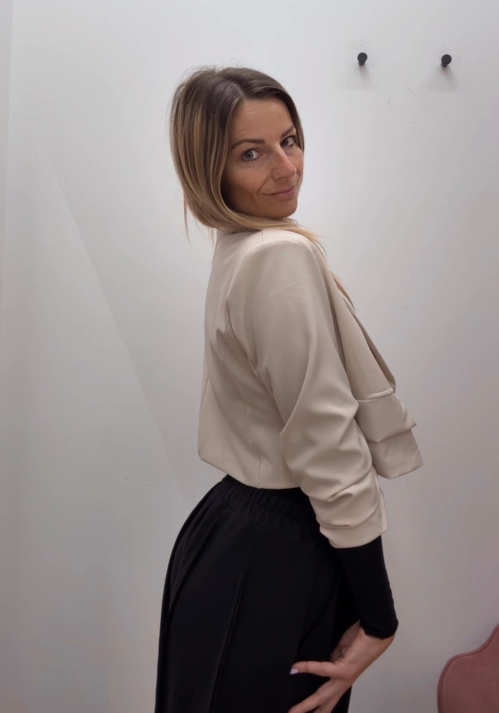 BLAZER CROP manica arricciata