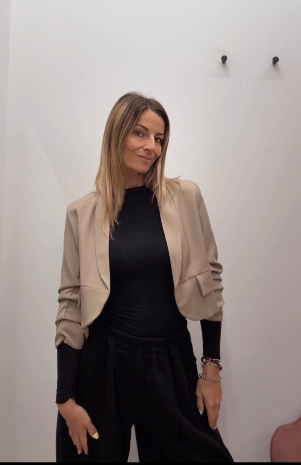 BLAZER CROP manica arricciata