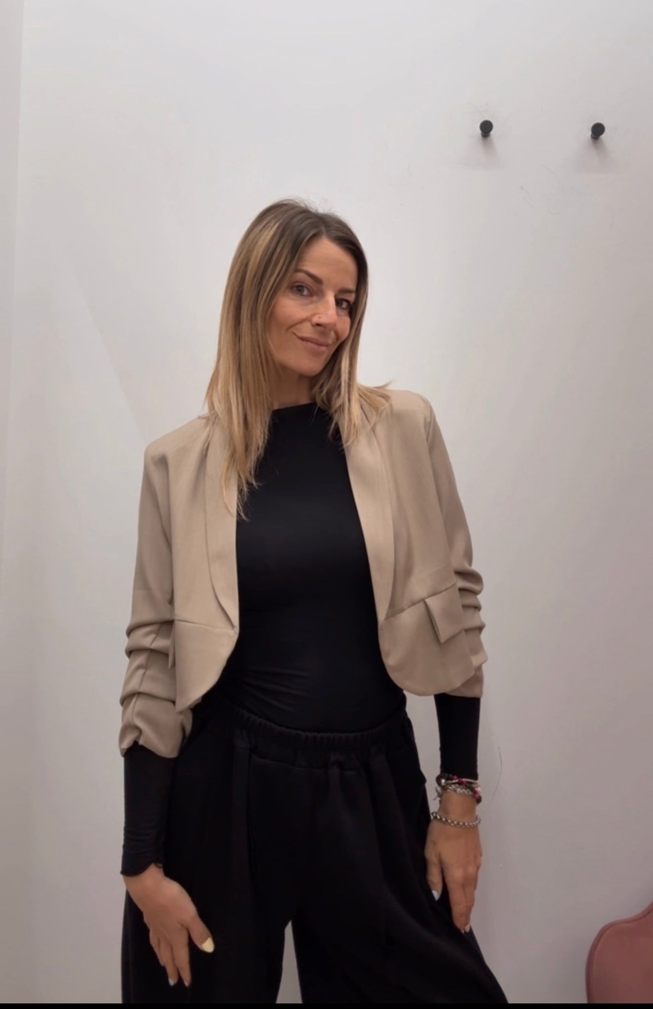 BLAZER CROP manica arricciata