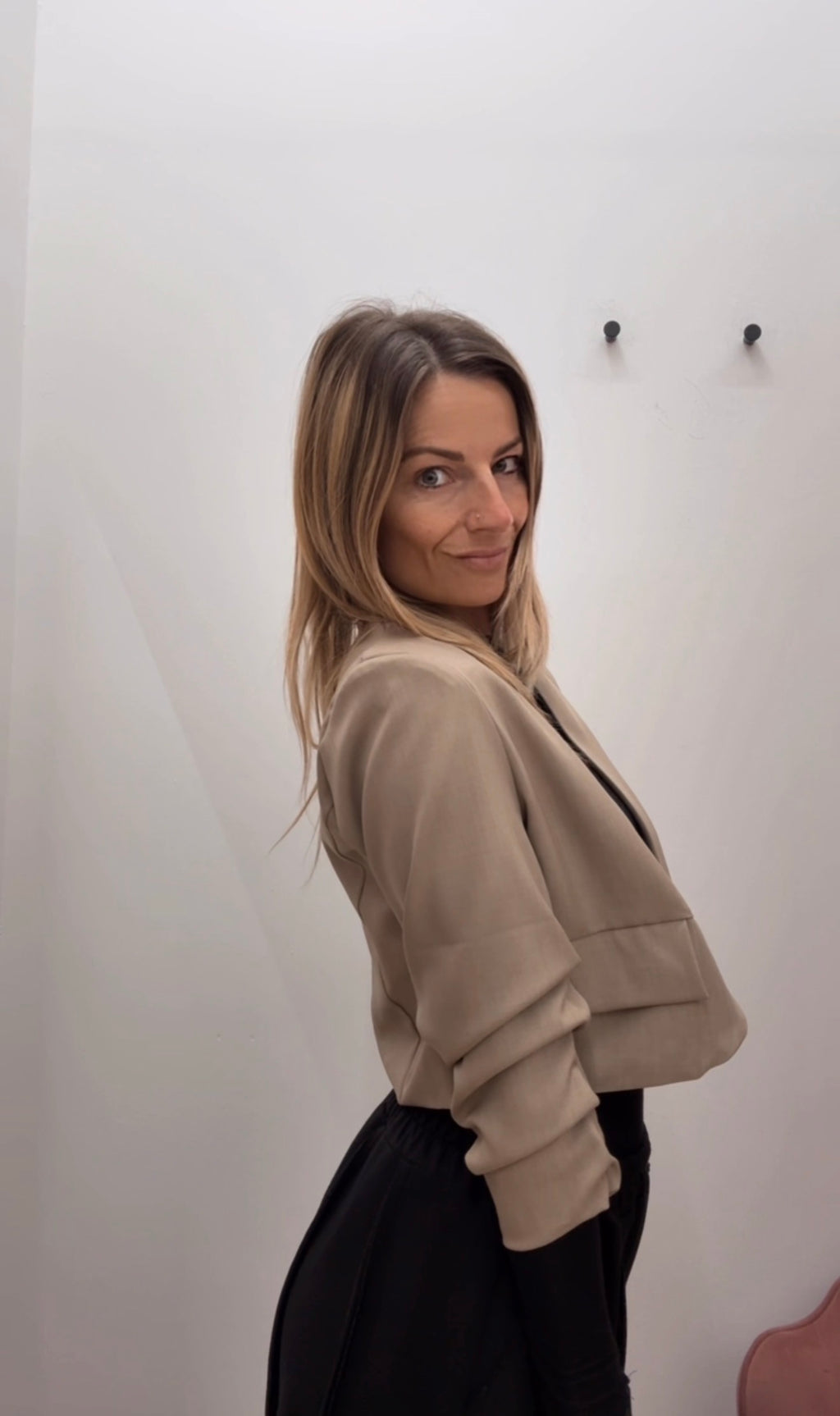 BLAZER CROP manica arricciata
