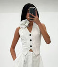 GILET GESSATO CON FIORE