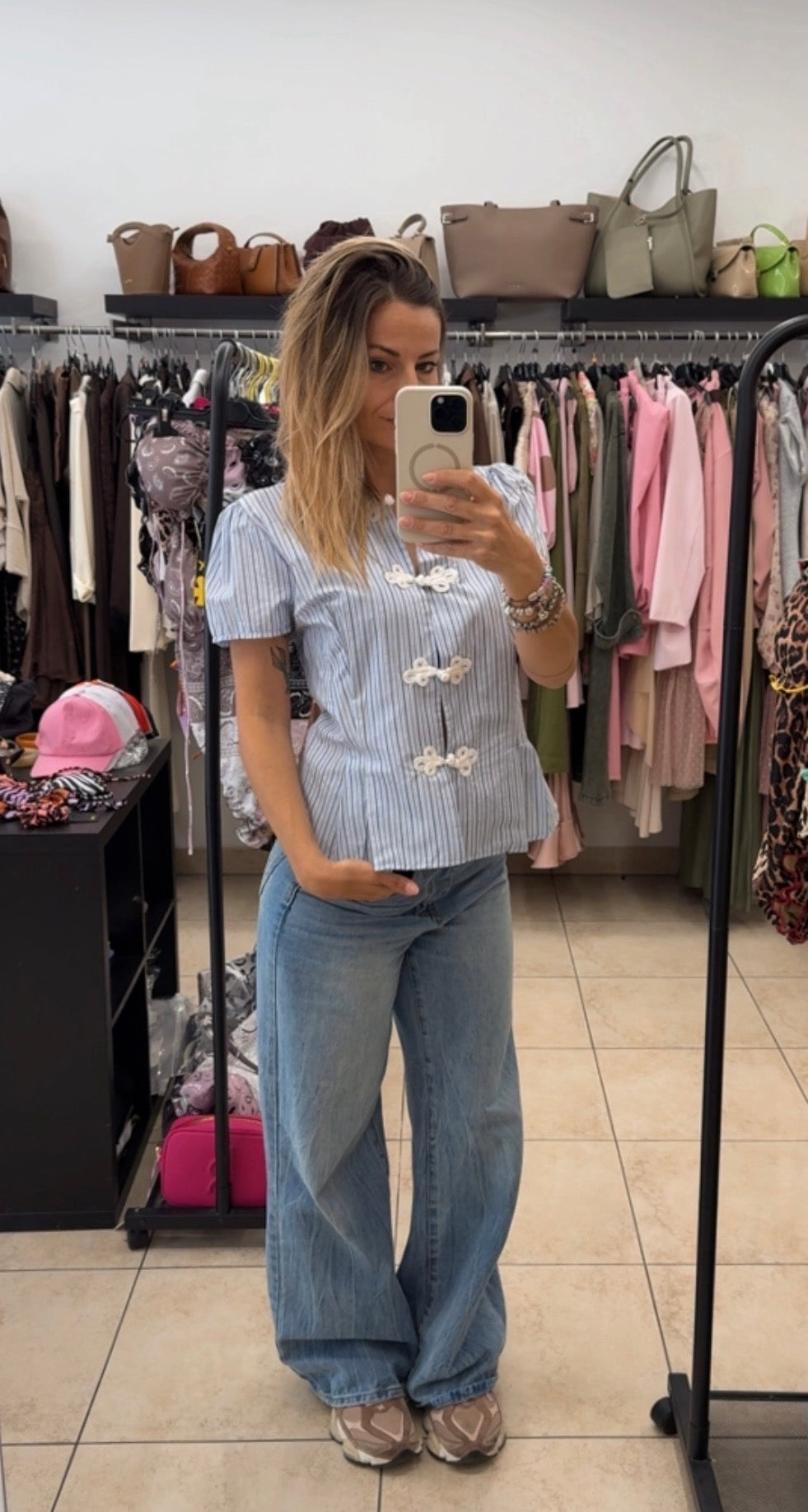 CAMICIA A RIGHE CON NODO STILE CINESE