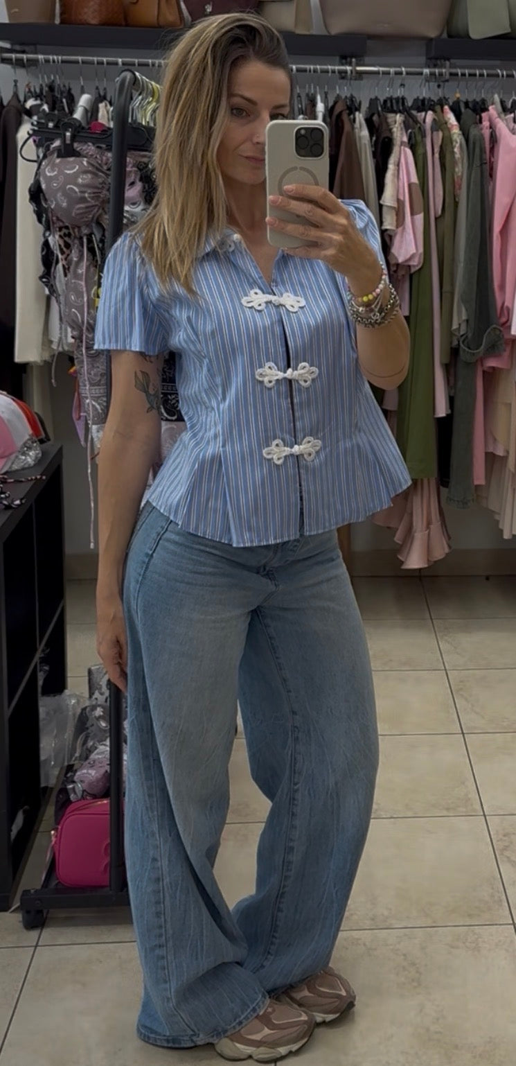 CAMICIA A RIGHE CON NODO STILE CINESE