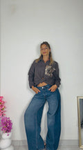 CAMICIA DENIM  con taschino paillettes