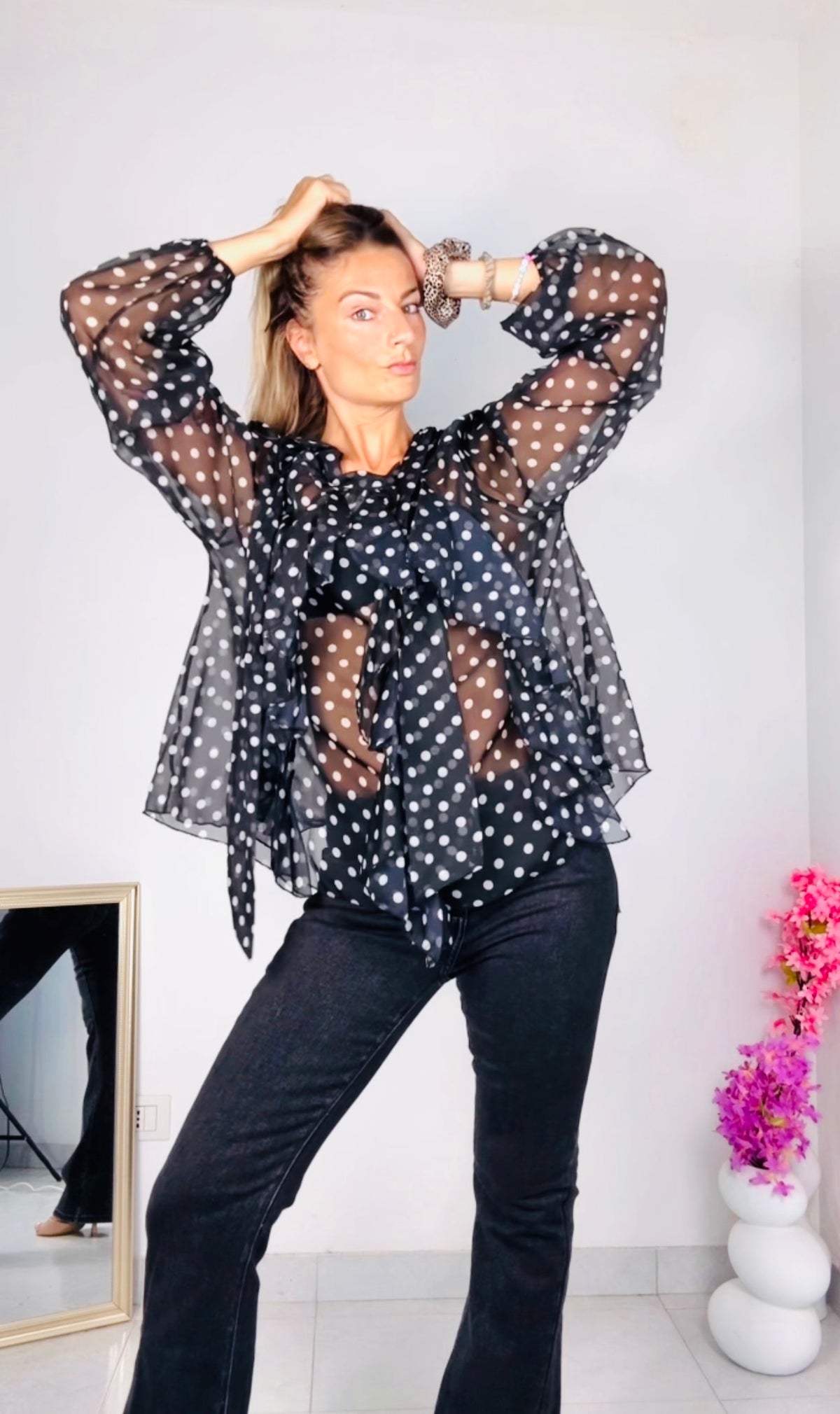 JEANS ZAMPA NERO