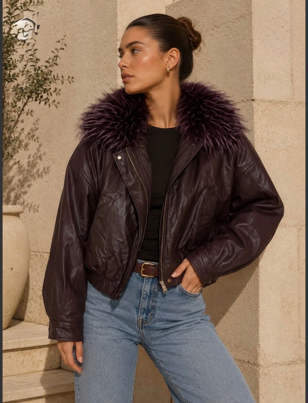 BOMBER ECOPELLE con collo peloso