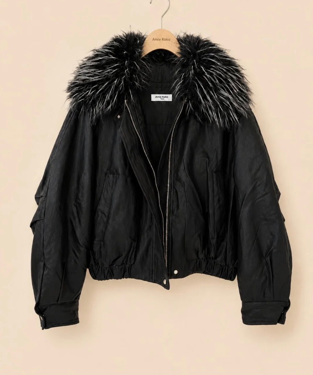 BOMBER ECOPELLE con collo peloso