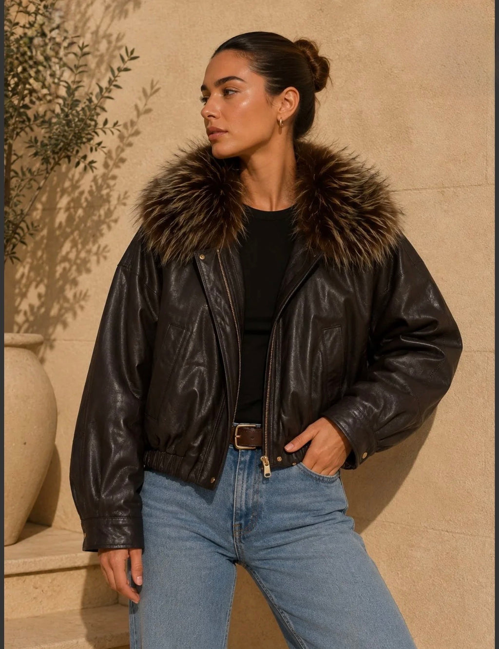 BOMBER ECOPELLE con collo peloso
