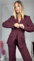 TAILLEUR BASIC pantalone zampa BURGUNDY