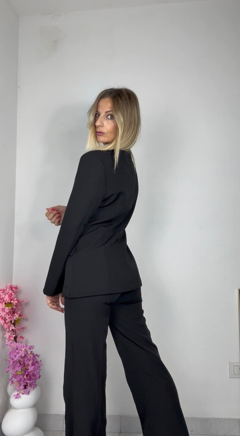 TAILLEUR BASIC pantalone zampa NERO
