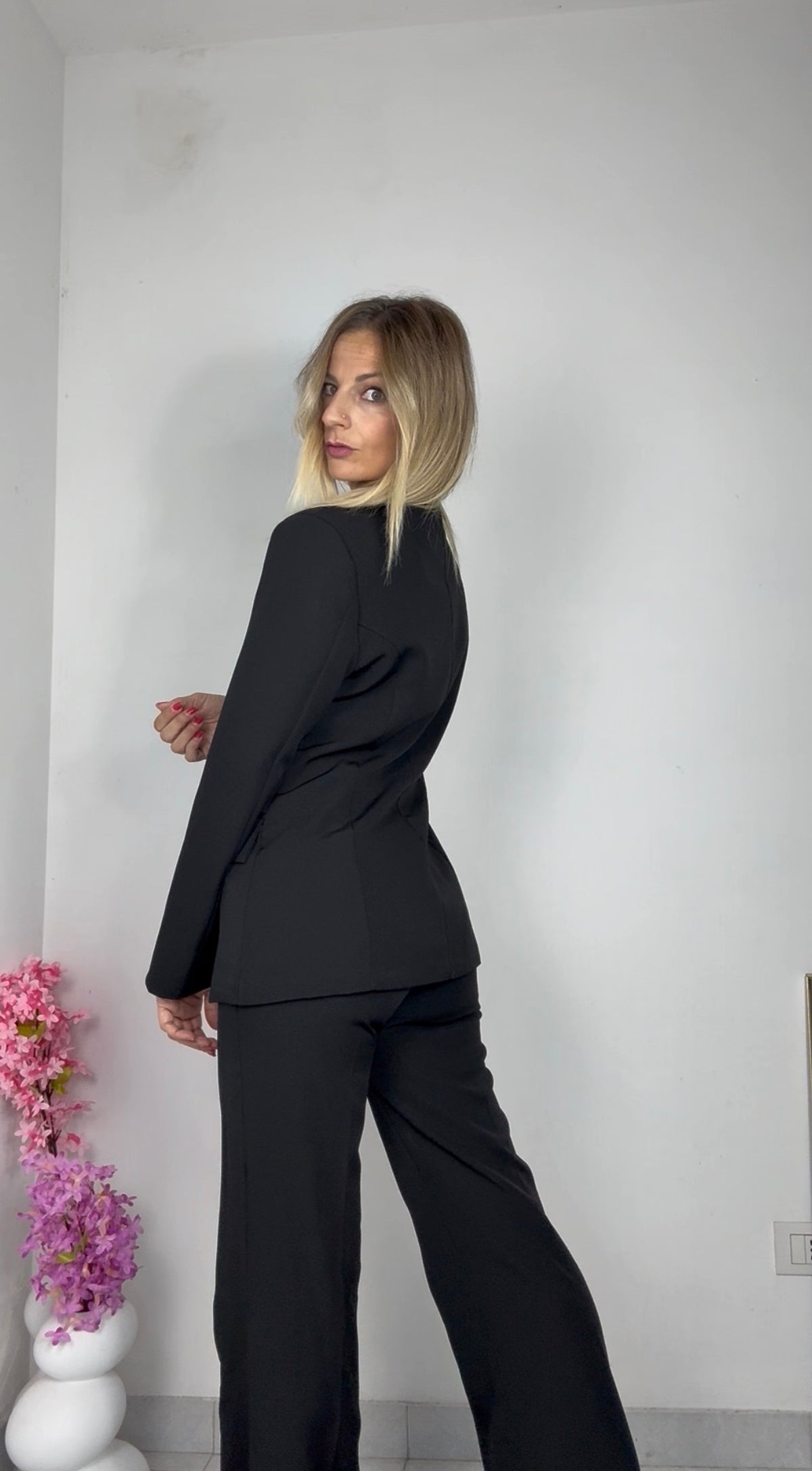 TAILLEUR BASIC pantalone zampa NERO