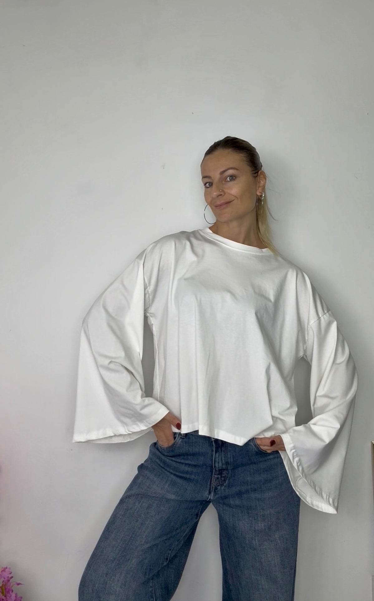 MAGLIA CON MANICA LARGA TINTA UNITA