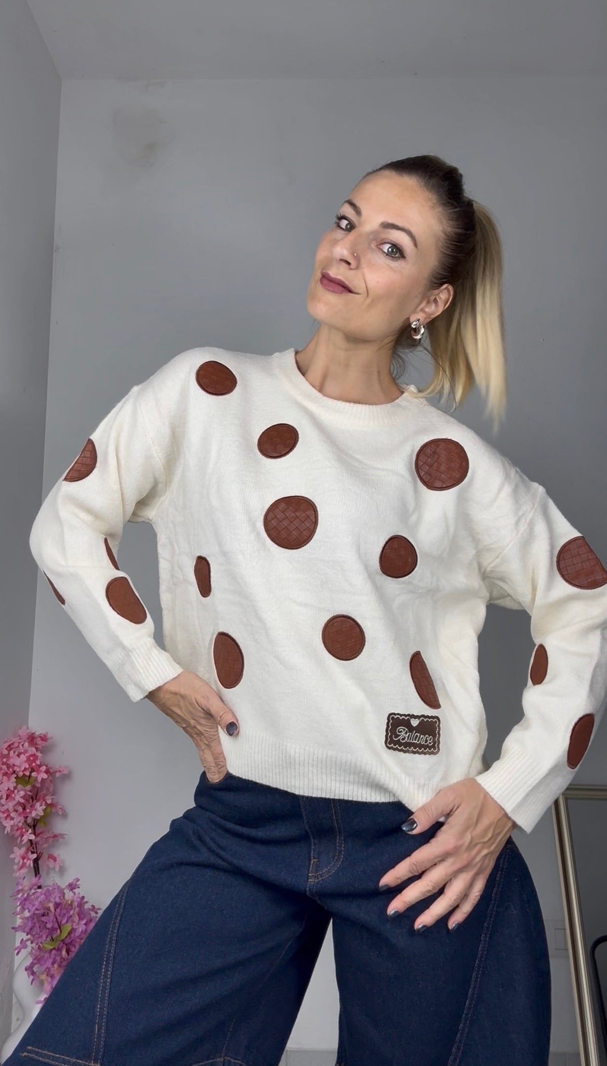 MAGLIONE con POIS in ECOPELLE