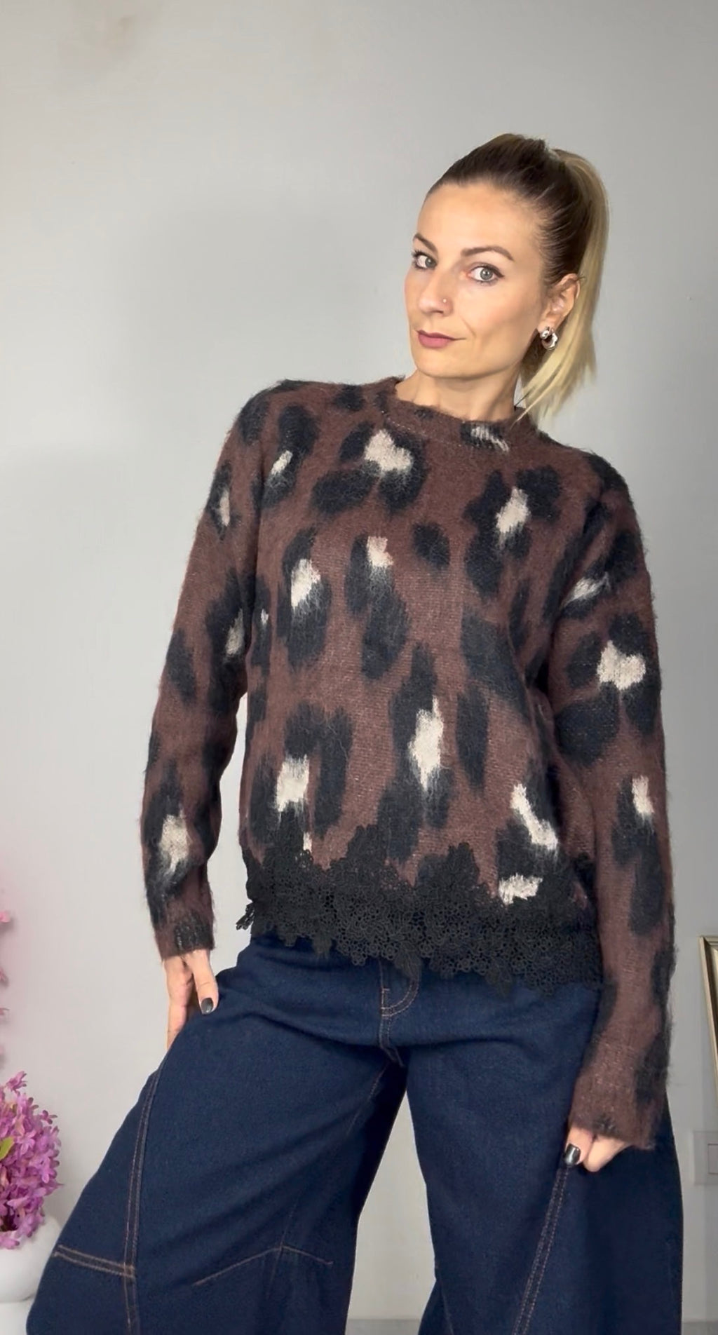 MAGLIONE MACULATO CON PIZZO