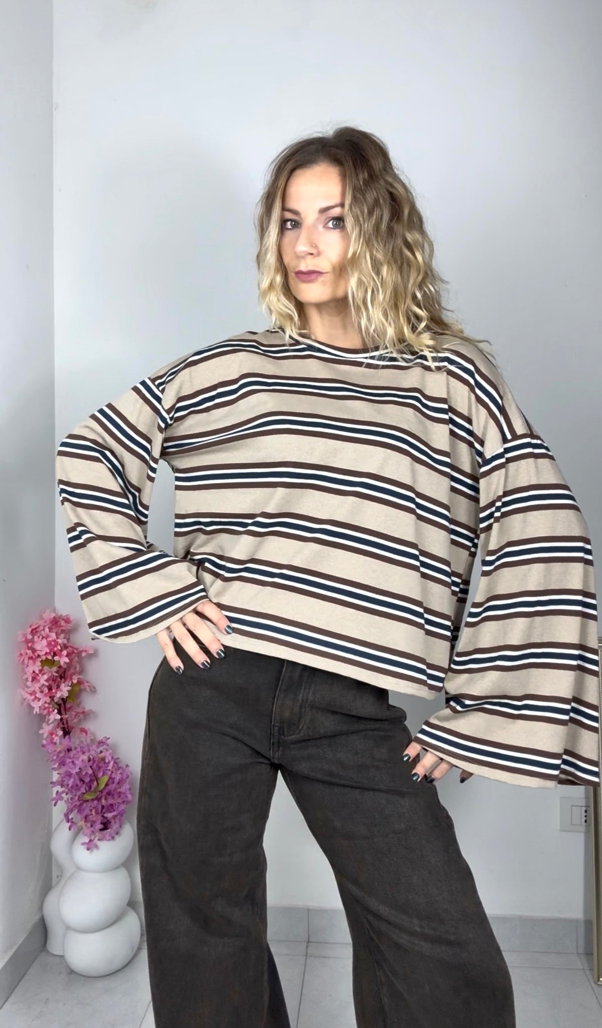MAGLIA CON MANICA LARGA A RIGHE tipo 2