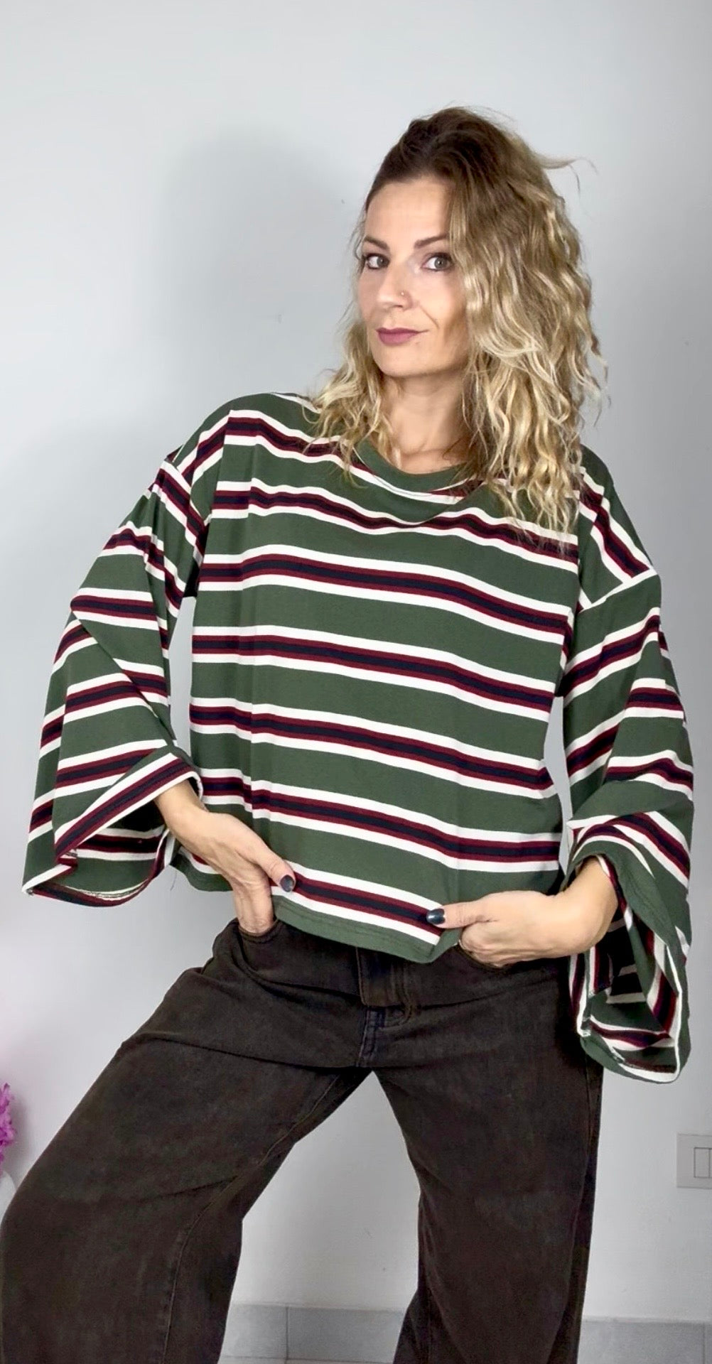 MAGLIA CON MANICA LARGA A RIGHE tipo 2