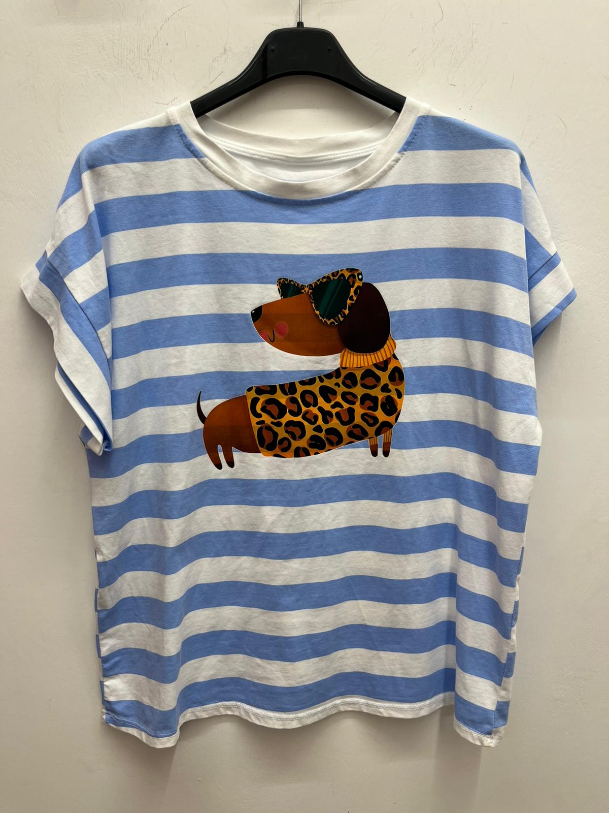 T-SHIRT righe con BASSOTTO